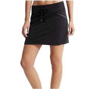 Athleta Metro Black Skort Skirt with Zipper Pockets Drawstring Waist Size XL